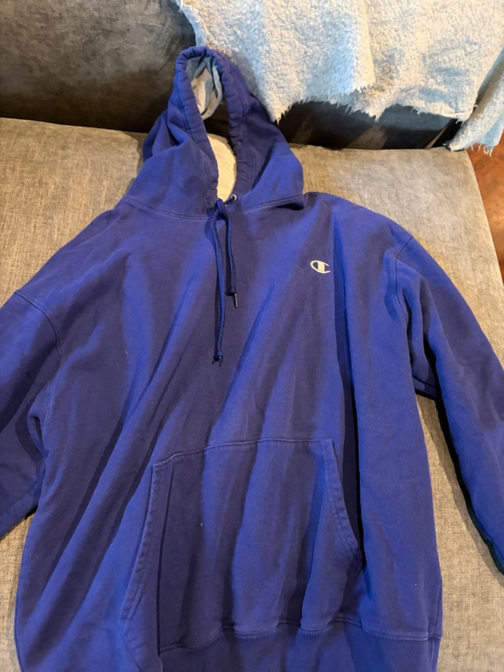 Champion Blue Pullover Hoodie with Small Logo